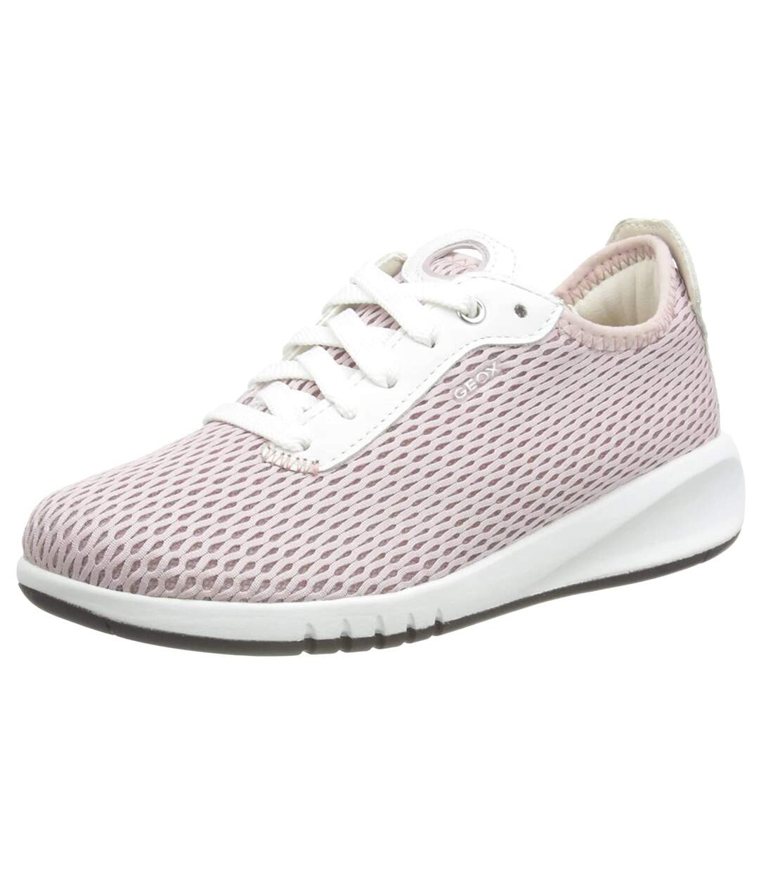 Womens/ladies Aerantis Leather Trainers Antique Rose White Geox-1
