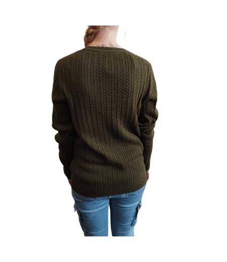 Sweat Motif/style Maille Torsadée Femme Vert Tommy Hilfiger