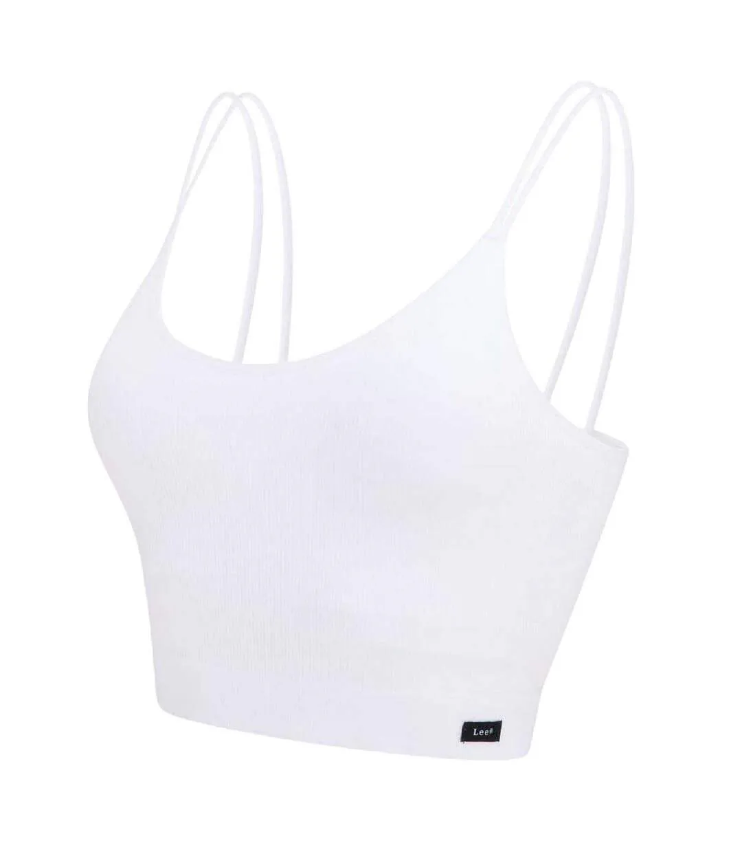 Womens/ladies Ava Ribbed Cropped Tank Top White Lee-3