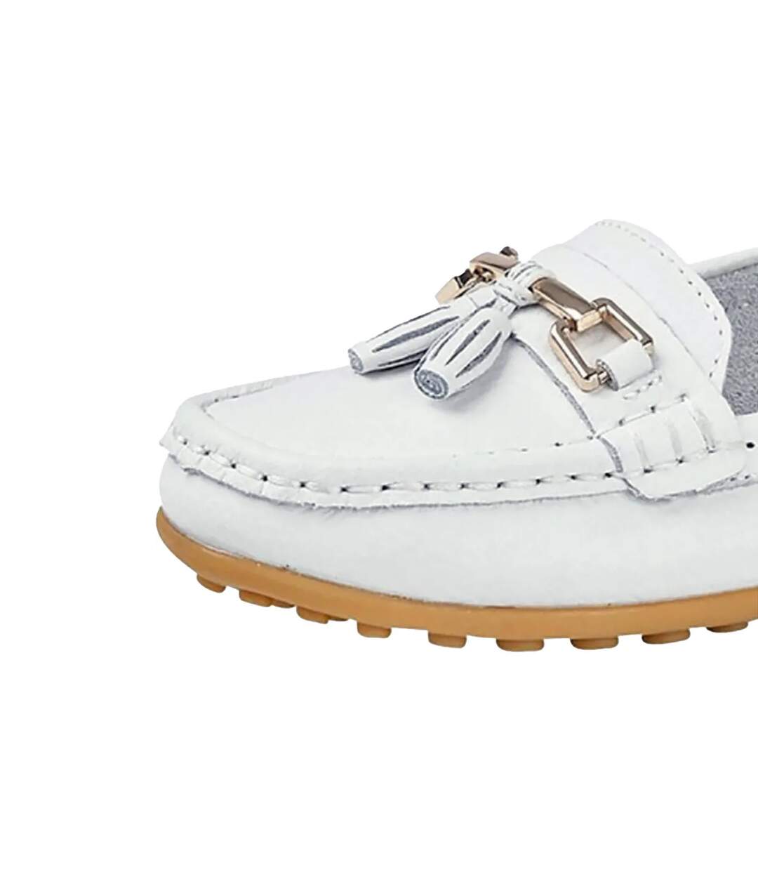 Womens/ladies action leather saddle loafers white Boulevard-3