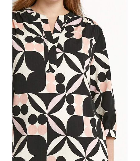 Robe droite courte manches 3/4 motif graphique