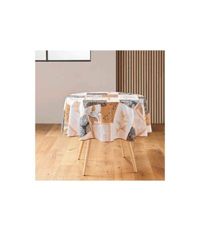 Nappe Ronde Antitache Imprimé Faya 180cm Naturel