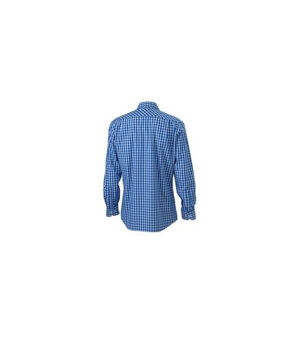 chemise manches longues carreaux vichy HOMME JN617 - bleu roi