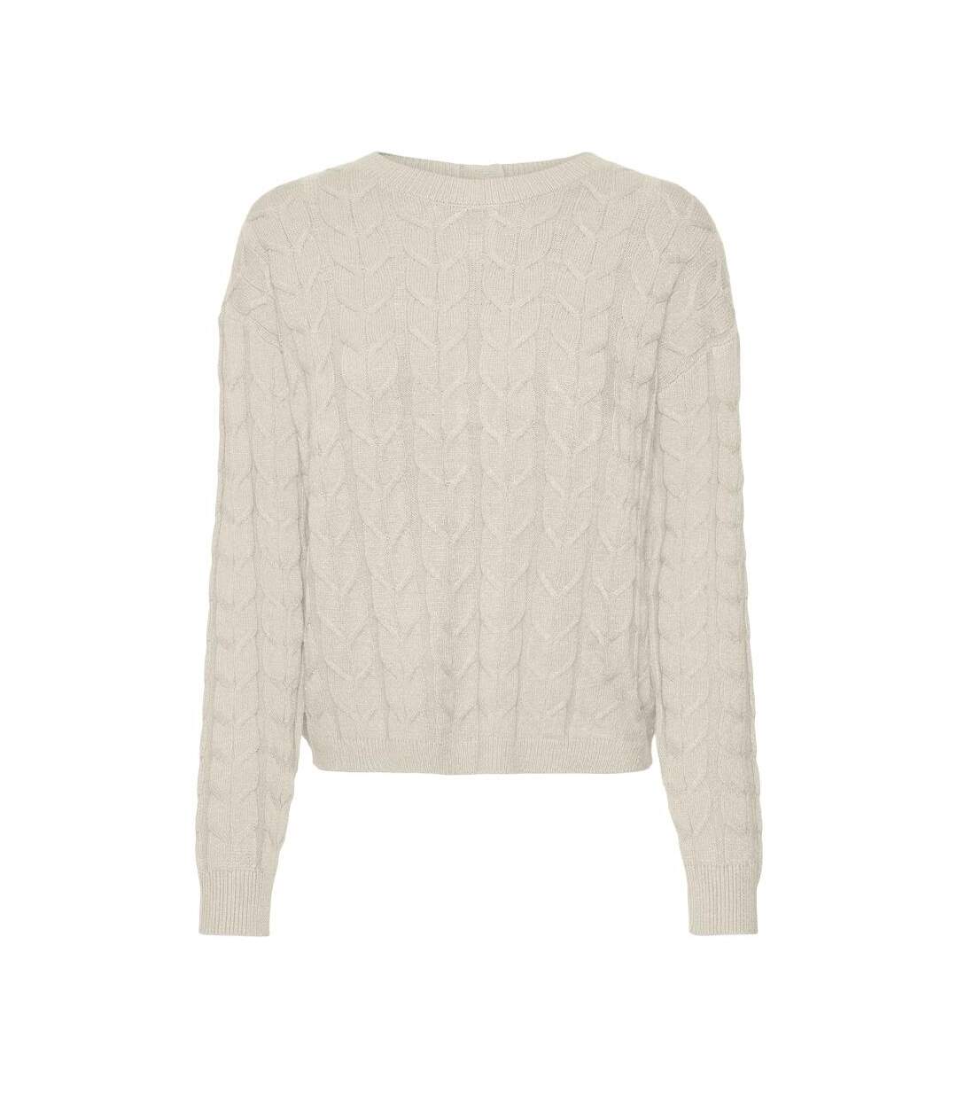 Pull beige femme vero moda tilda-1