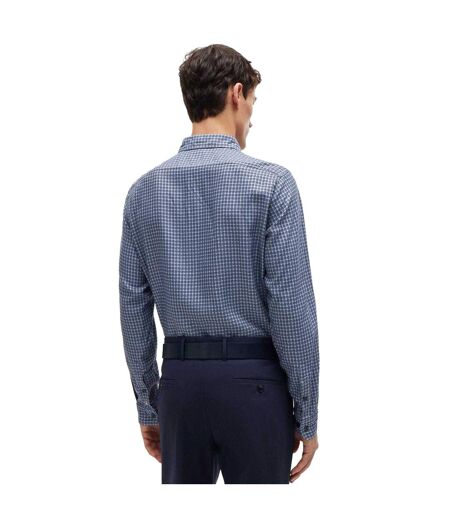 Mens Checked Regular Shirt Navy Hugo Boss