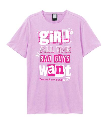 T-shirt girl all the bad guys want adulte rose Amplified