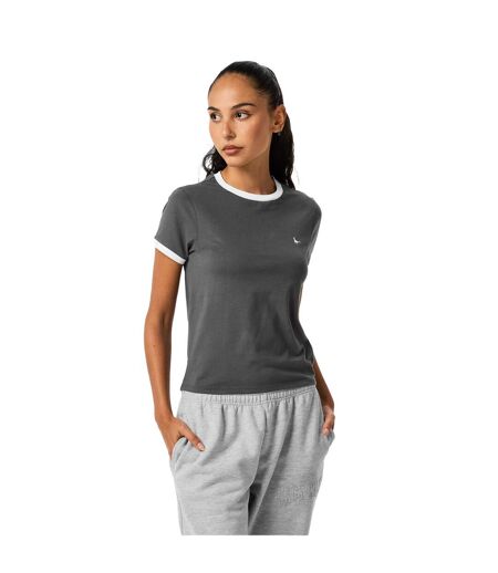 Womens/ladies Trinkey Ringer T-shirt Grey Jack Wills
