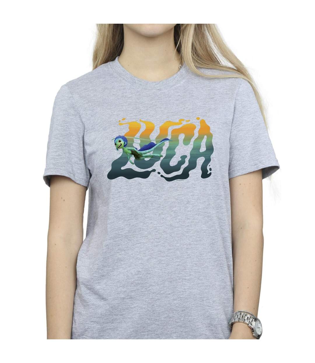 Disney Femme/Ladies Luca Swim Cotton Boyfriend T-Shirt (Gris sportif) - UTBI30861-3