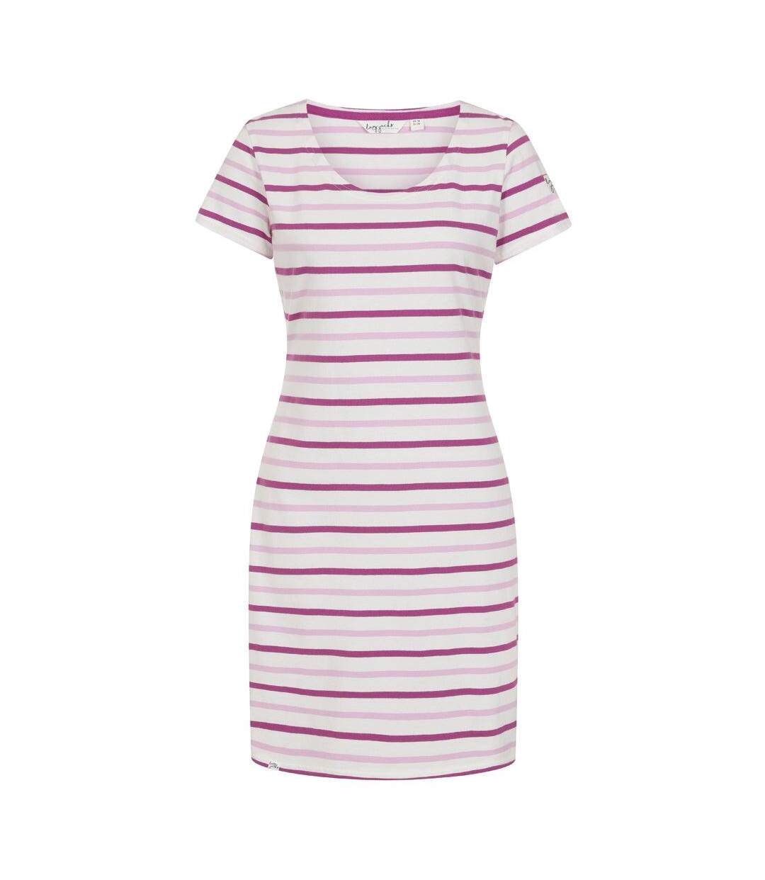 Robe T-shirt Motif/style Rayé Femme Rose Lazy Jacks-2