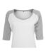 T-shirt Manches Raglan Femme Blanc Gris Chiné Build Your Brand-2