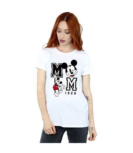 Disney Womens/Ladies Mickey Mouse Jump And Wink Cotton Boyfriend T-Shirt (Blanc) - UTBI36035