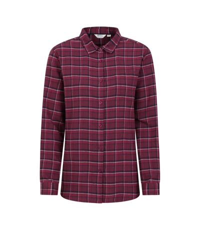 Womens/ladies Balsam Brushed Flannel Longline Shirt Burgundy Mountain Warehouse