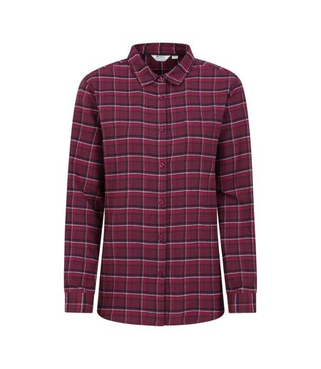 Womens/ladies Balsam Brushed Flannel Longline Shirt Burgundy Mountain Warehouse