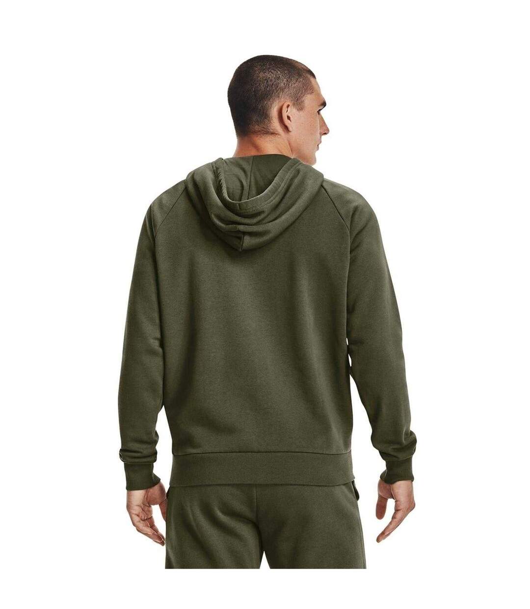 Mens Rival Fleece Full Zip Hoodie Marine Od Green Under Armour-3