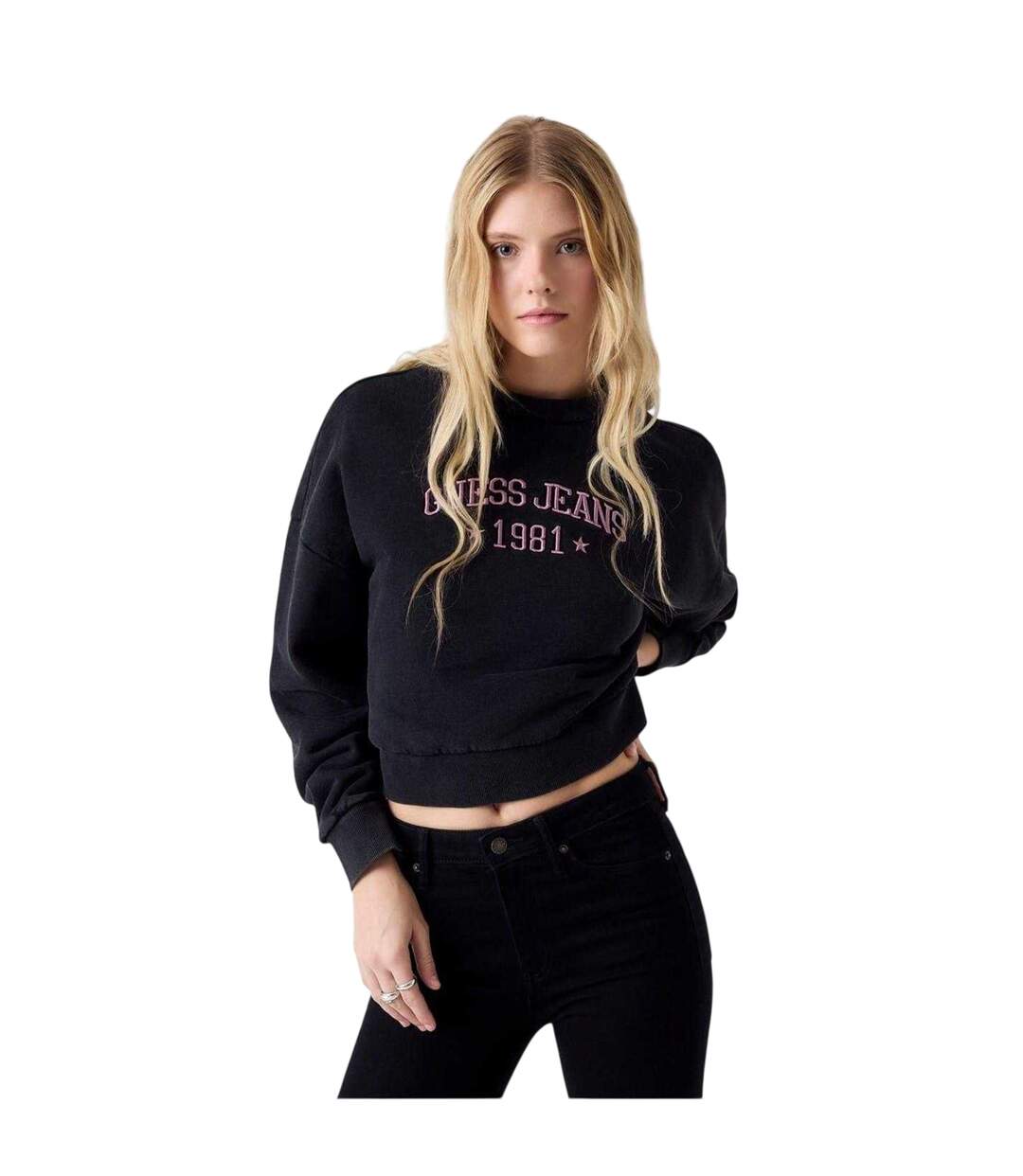 Sweat Motif/style Logo Brodé Femme Noir Vif Guess-2