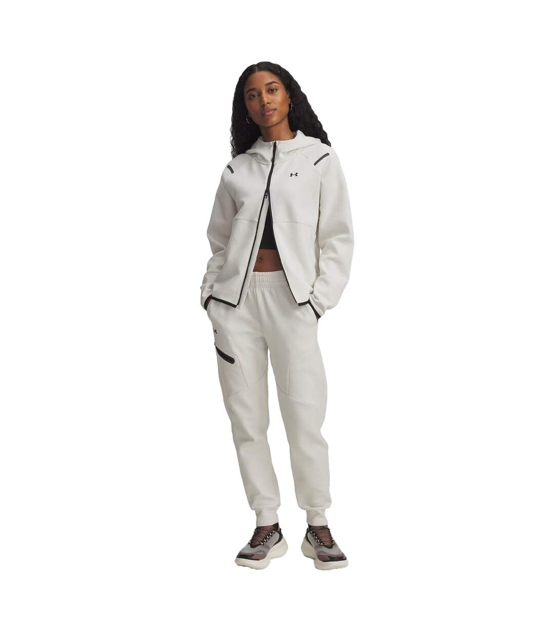 Womens/ladies Unstoppable Fleece Athletic Joggers White Under Armour-4