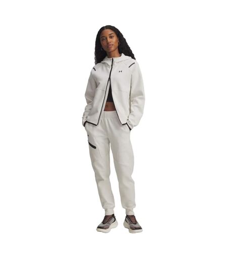 Womens/ladies Unstoppable Fleece Athletic Joggers White Under Armour