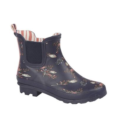 Womens/ladies floral wellington boots navy StormWells