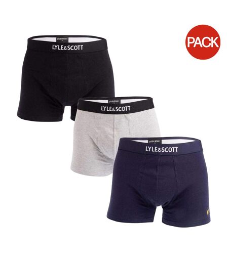 Lot De 3  Boxers À Taille Élastiquée Avec Marque Devon Homme Noir Gris Lyle & Scott