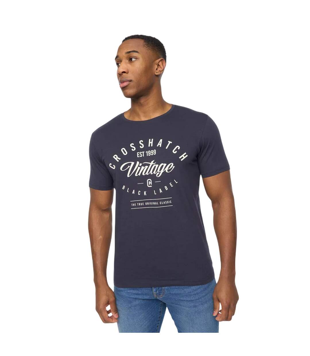 Pack Of 5  Mens College Theme T-shirt  Navy White Blue Grey Crosshatch-2