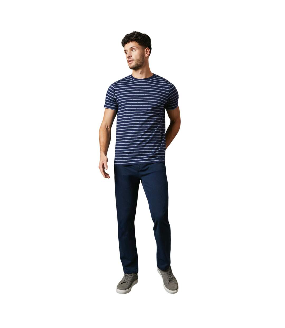 Mens phoenix stripe t-shirt navy Maine-3