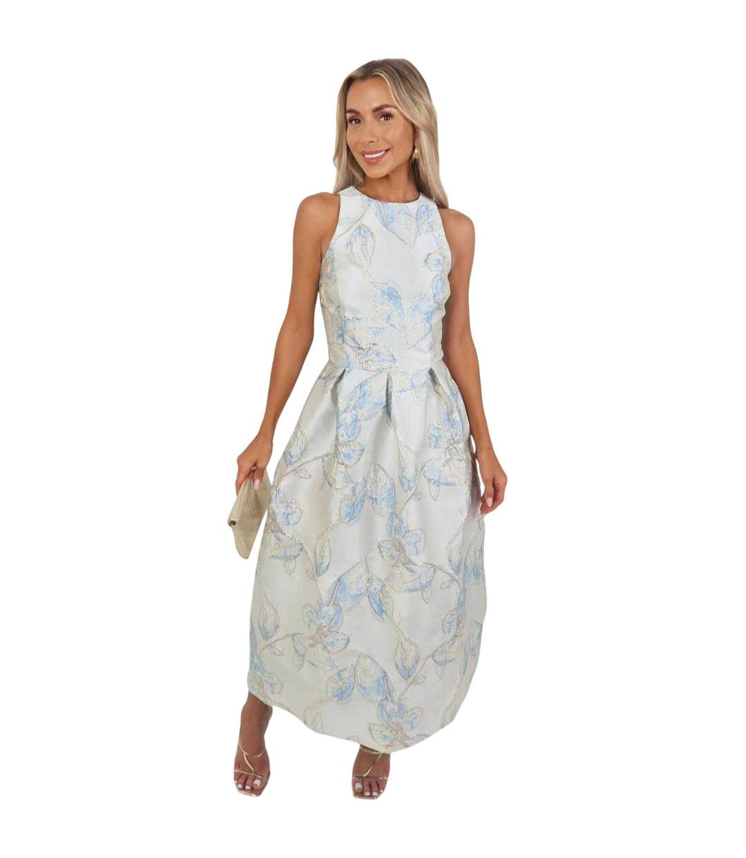 Robe Mi-longue Motif/style Floral Femme Bleu Glacier AX Paris-4