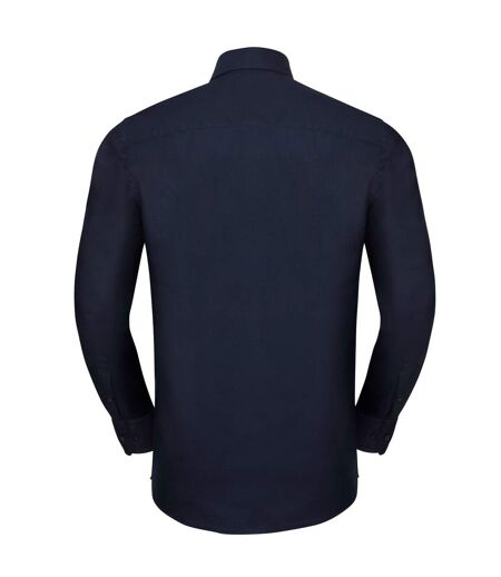 Russell Collection Mens Oxford Easy-Care Tailored Long-Sleeved Shirt (Bright Navy) - UTRW9397