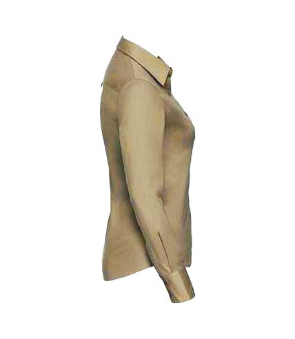 Russell Collection Womens/Ladies Long Sleeve Classic Twill Shirt (Khaki)