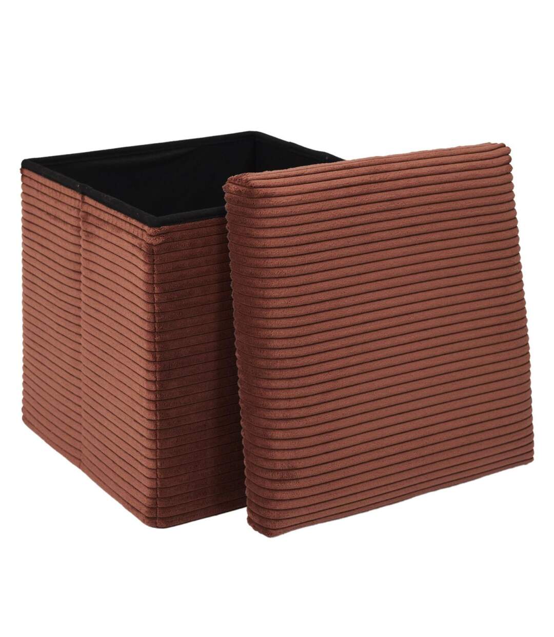 Pouf Coffre Pliable Côtelé Scott 38cm Terracotta-3