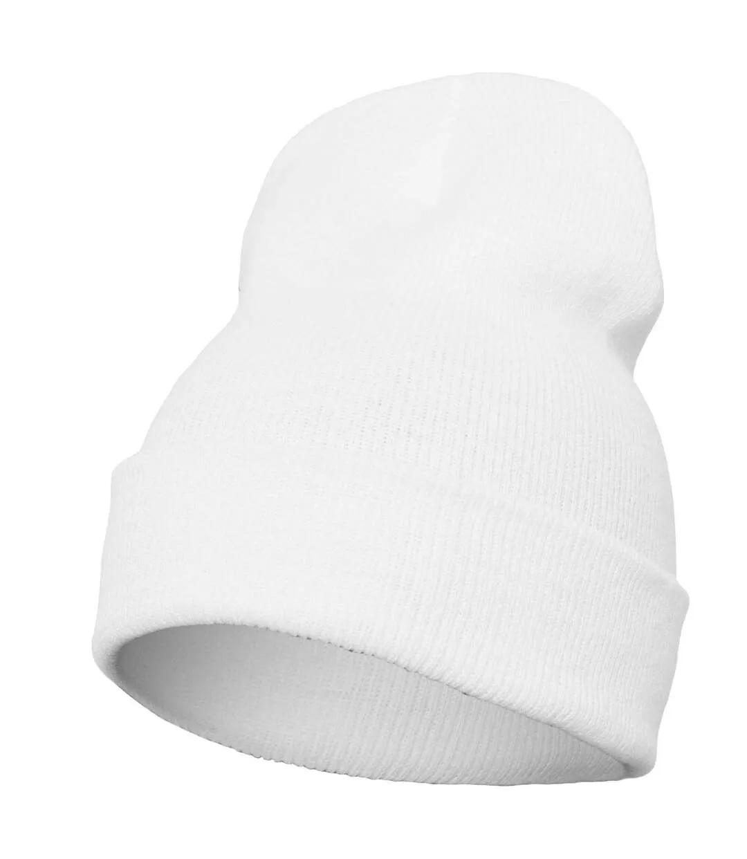 Unisex Adult Knitted Cuffed Beanie White Flexfit-2