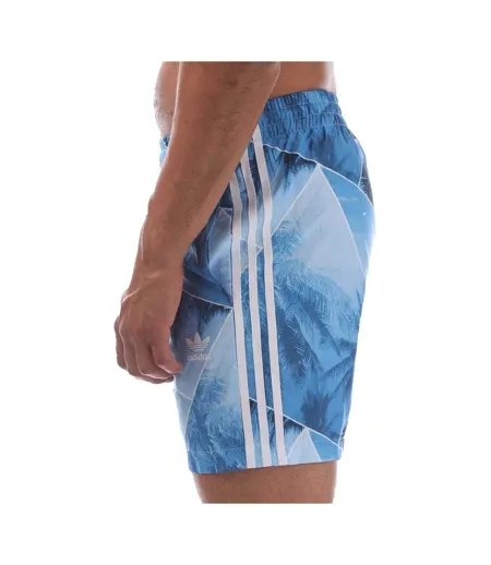 Mens Originals Palm Print Regular Swim Shorts Navy Adidas