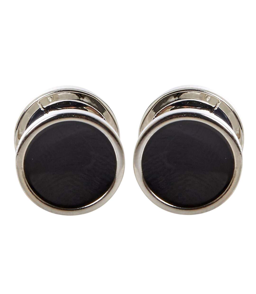 Mens Polished Round Formal Cufflinks One Size Black Hugo-1