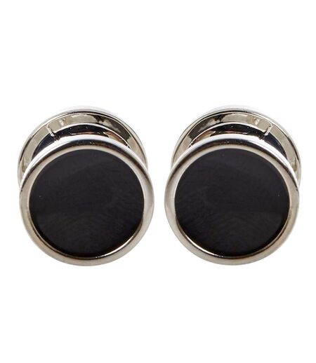 Mens Polished Round Formal Cufflinks One Size Black Hugo