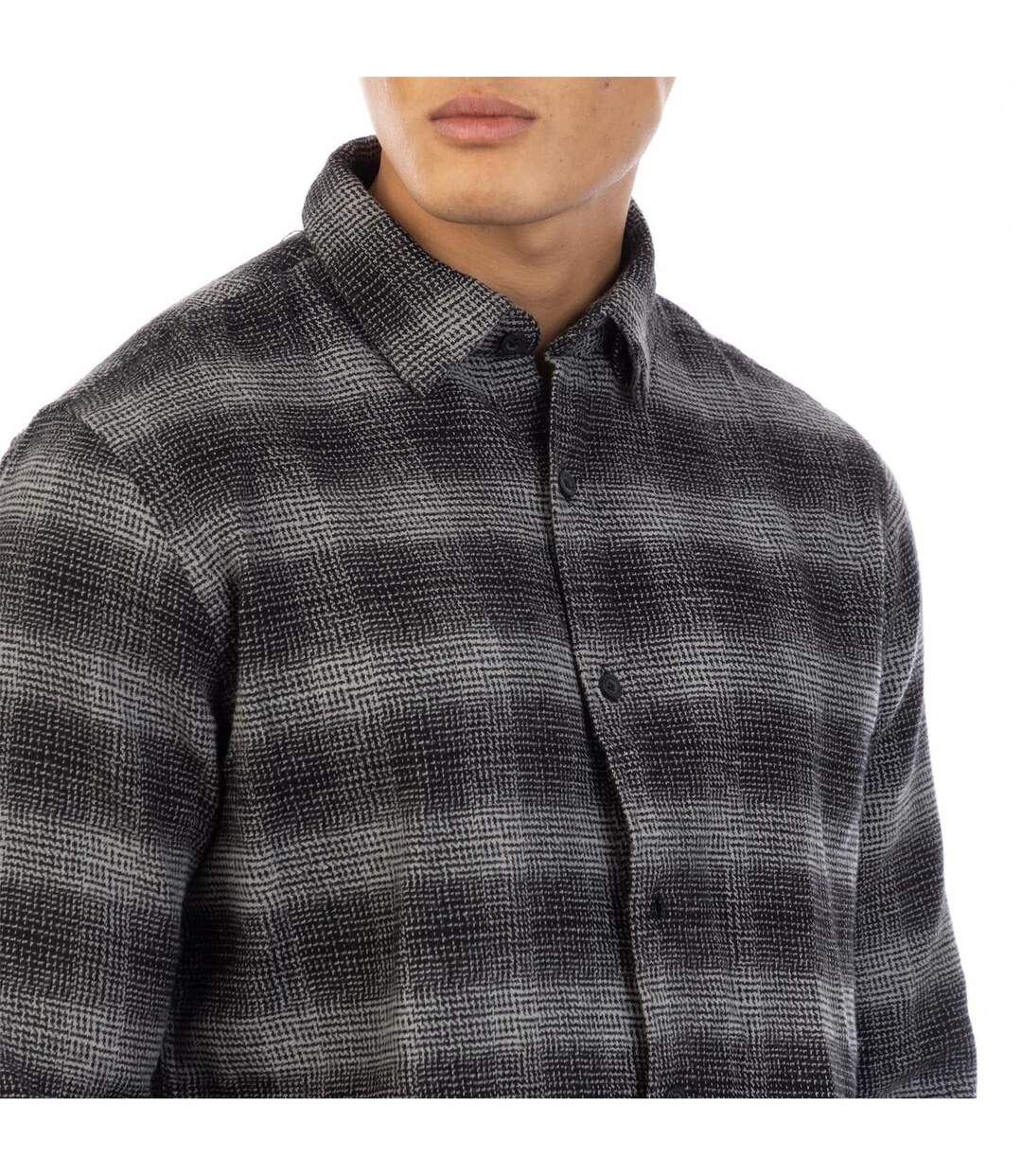 Mens Darrell Plaid Shirt Black Grey Peter Werth-4
