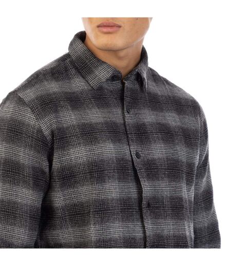 Mens Darrell Plaid Shirt Black Grey Peter Werth