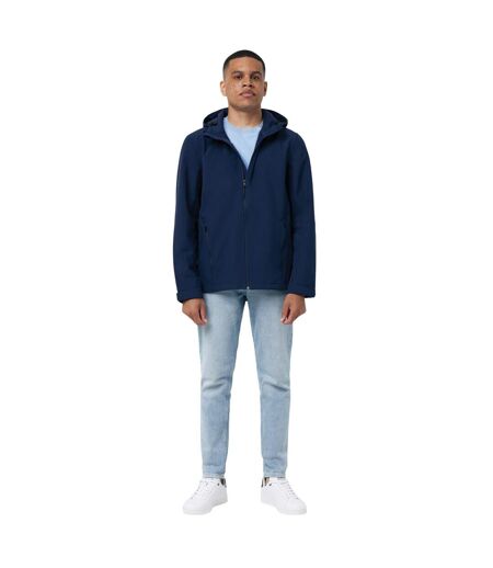 Mens makalu recycled polyester soft shell jacket navy Iqoniq