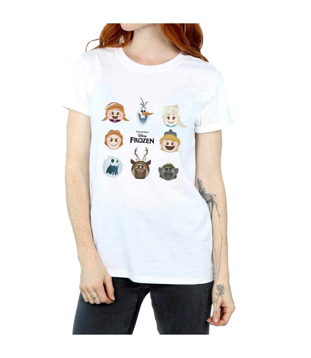 Disney T-shirt boyfriend en coton pour femmes/femmes Frozen Heads (Blanc) - UTBI24668-3