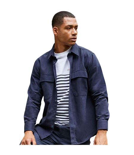 Mens Cotton Drill Overshirt Navy Front Row