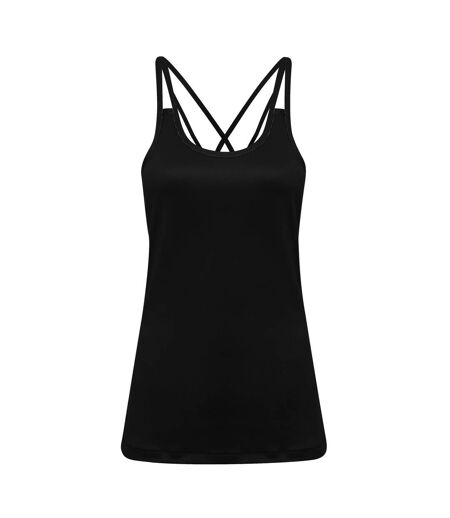 TriDri Womens/Ladies Laser Cut Spaghetti Strap Vest (Black)