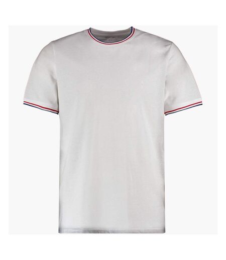 Kustom Kit Mens Fashion Fit Tipped T-Shirt (White/Red/Royal Blue)