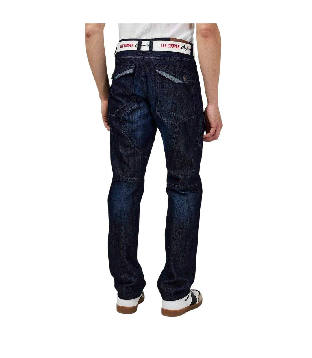 Mens Belted Cargo Jeans Dark Wash Lee Cooper-3