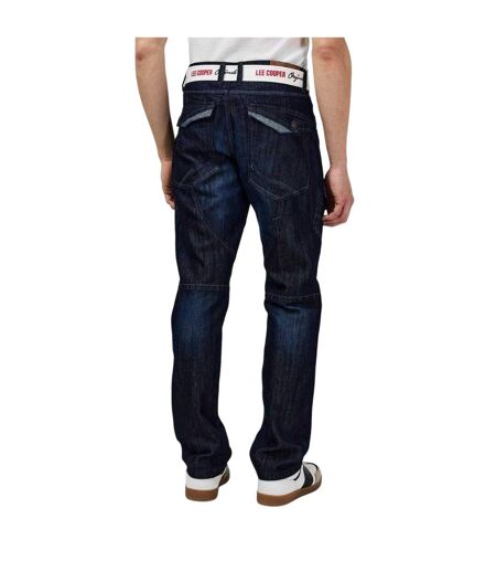 Mens Belted Cargo Jeans Dark Wash Lee Cooper