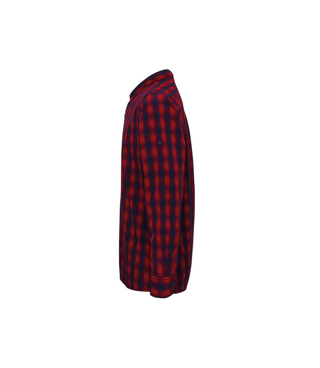 Mens Mulligan Checked Cotton Long-sleeved Shirt Red Navy Premier-3
