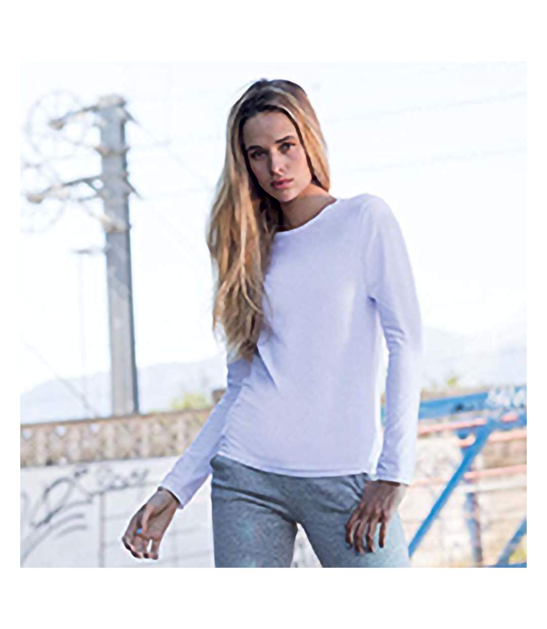Skinni Fit - T-shirt à manches longues - Femme (Blanc) - UTRW4726-3