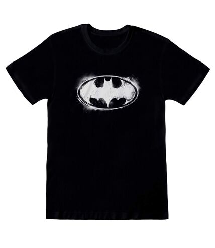 DC Comics Womens/Ladies Mono Batman Distressed Logo Boyfriend T-Shirt (Black/White)