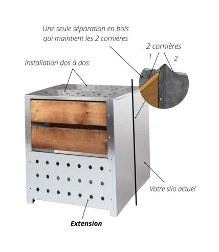 Extension pour silo à compost acier et bois 200L