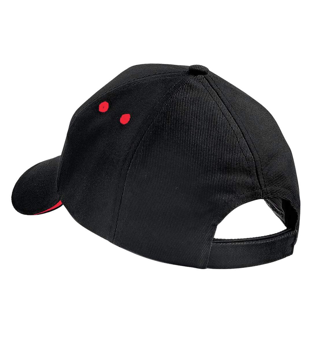 Beechfield Unisex Ultimate 5 Panel Contrast Baseball Cap With Sandwich Peak / Headwear (Black/Classic Red) - UTRW222-2