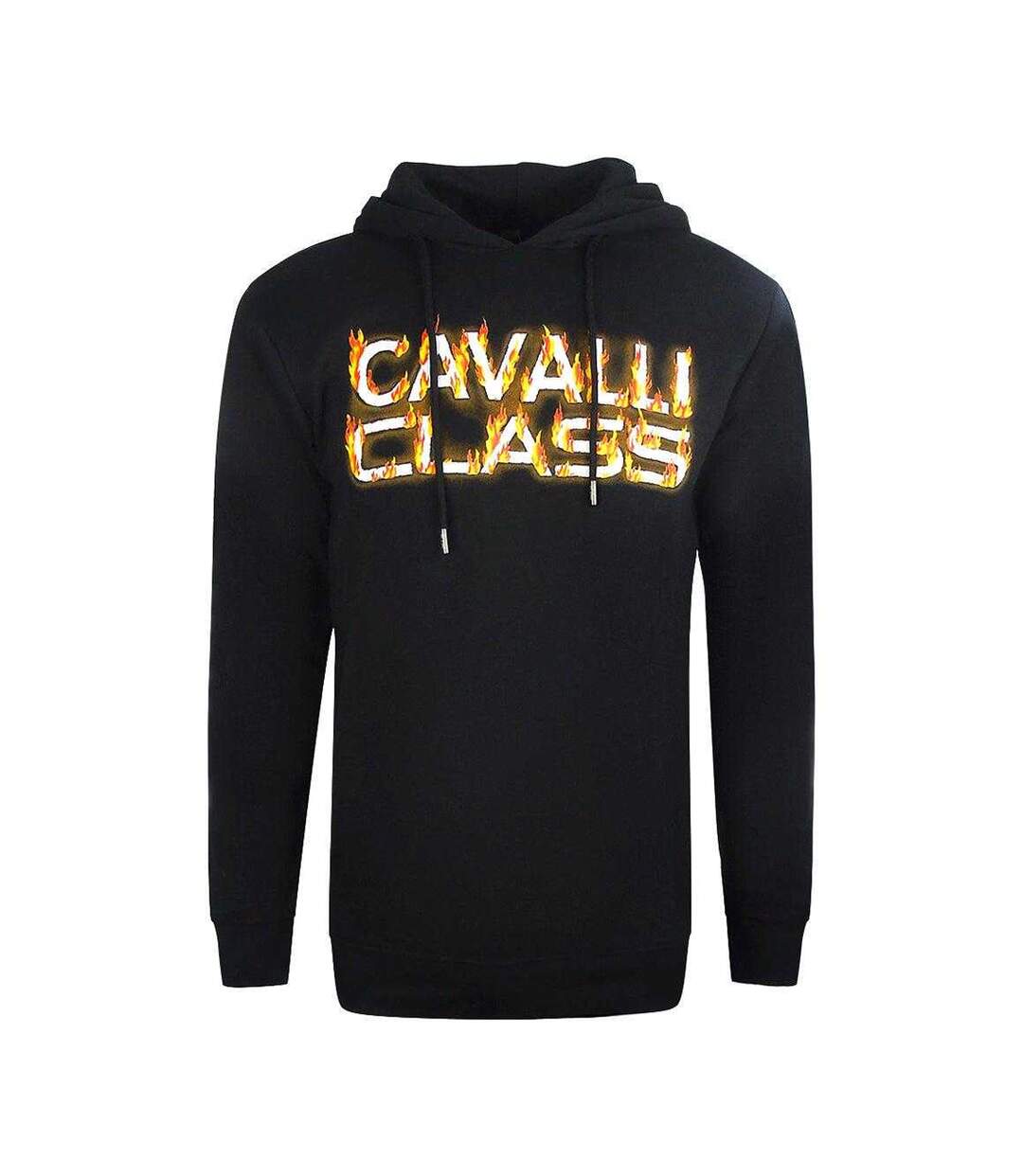 Mens Fire Logo Hoodie Black Cavalli Class-1