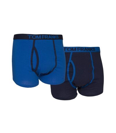 Mens Keyhole Boxer Trunks/Shorts (Pack Of 2) (Blue) - UTMU154
