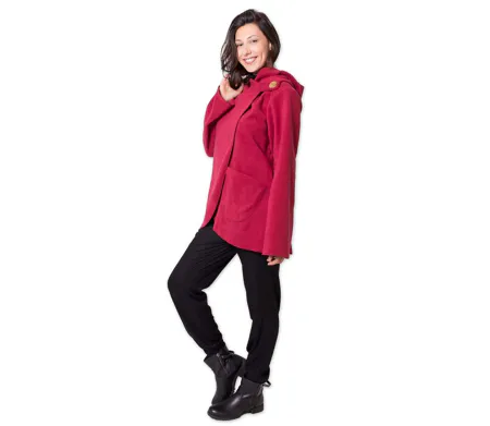 Veste polaire à capuche ethnique OTTAWA rouge Coton Du Monde